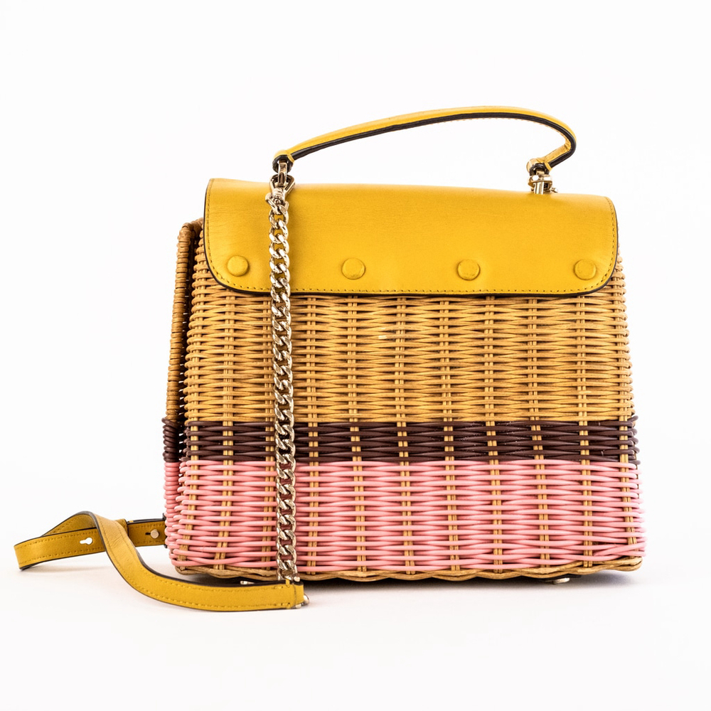 Kate Spade New York Romy Wicker Leather Trim Medium Top Handle Bag $358 - Picture 6 of 15
